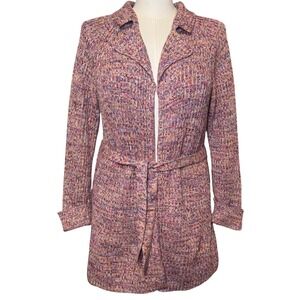 Relativity Women's Multicolor Knit Cardigan Belted Collar Long Sleeve M‎